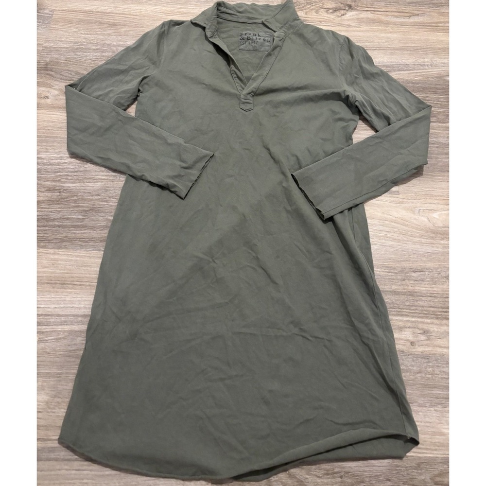 Frank & Eileen Dress Medium Nicole Henley Popover Green Minimalist Classic